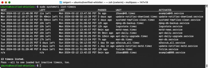 systemctl list-timers